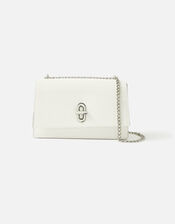 Croc Lock Shoulder Bag, White (WHITE), large