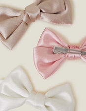 3-Pack Girls Satin Bow Clips, , large