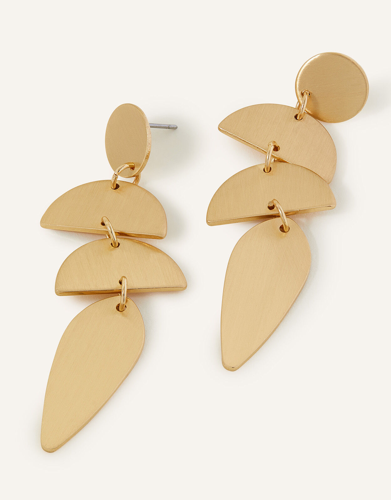 Brushed Metal Triple Drop Earrings