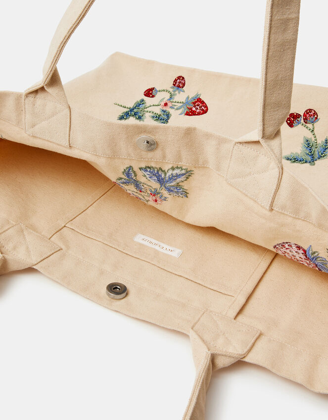 Strawberry Embellished Shopper Bag, , large