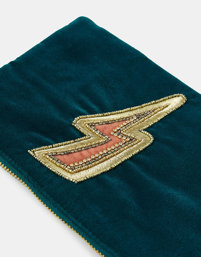 Embroidered Lightning Bolt Pouch Bag, , large