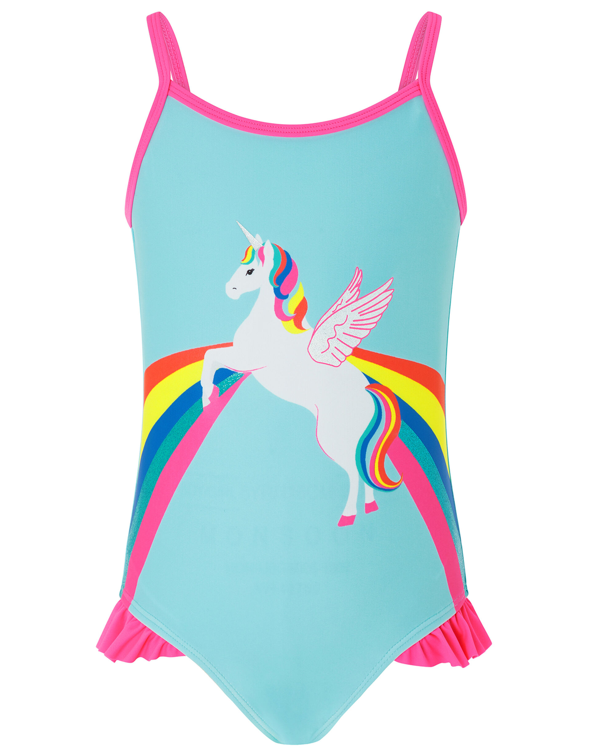 Retro Placement Unicorn Printed Swimsuit, Multi (BRIGHTS-MULTI), large
