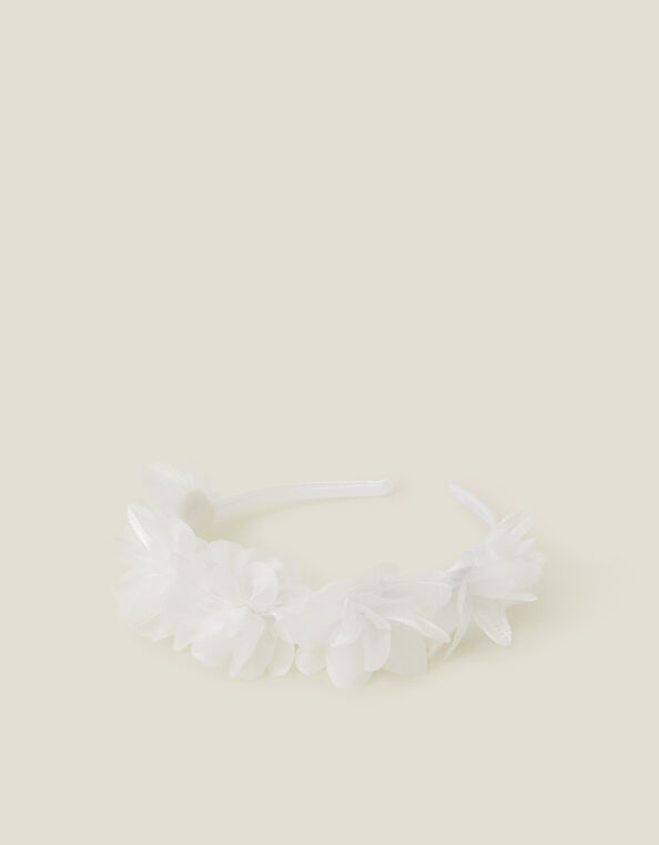Girls Corsage Flower Crown Headband, Ivory (IVORY), large