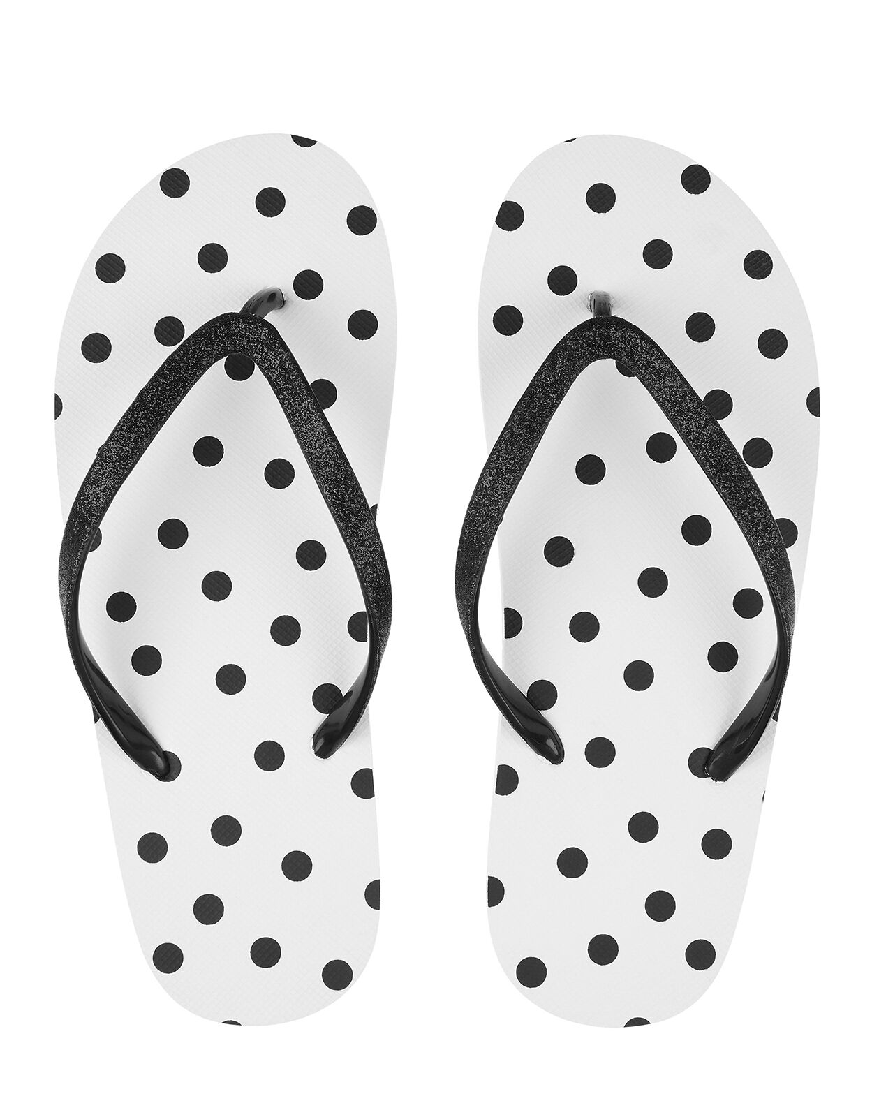 Black and white discount polka dot flip flops