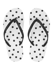 EVA Polka Dot Print Flip Flops, White (WHITE), large