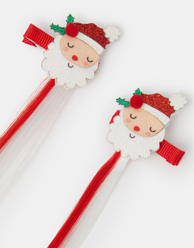 2-Pack Girls Father Christmas Fake Hair Clips, , large