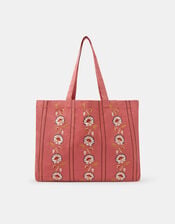 Floral Embroidered Shopper Bag, , large