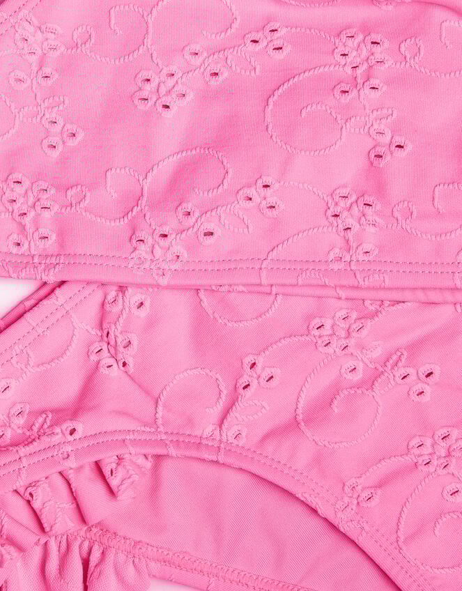 Girls Ruffle Broderie Bikini Set, Pink (PALE PINK), large