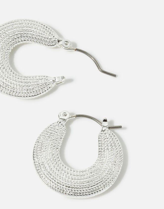 Textured Oval Hoop Earrings, , large