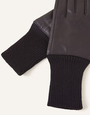 Leather Cuff Gloves, Black (BLACK), large