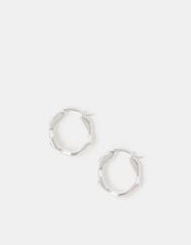 Sterling Silver-Plated Chunky Molten Hoop Earrings, , large