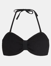 Crinkle Textured Bandeau Bikini Top , Black (BLACK), large