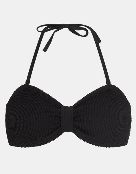 Crinkle Textured Bandeau Bikini Top , Black (BLACK), large