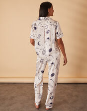 Celestial Zodiac Satin Button Pyjama Set, Ivory (IVORY), large