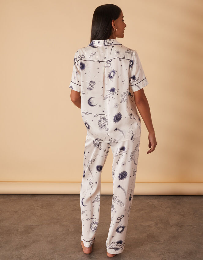 Celestial Zodiac Satin Button Pyjama Set, Ivory (IVORY), large
