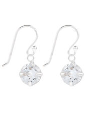 Sterling Silver Drop Earrings with Cubic Zirconia, , large