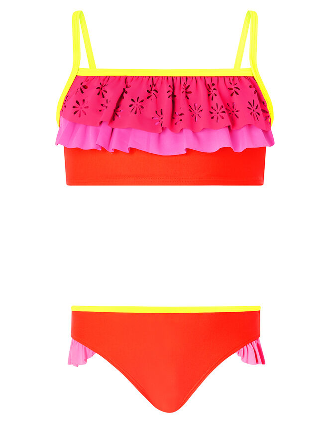 Colour-Block Frilled Bikini Set, Multi (BRIGHTS-MULTI), large