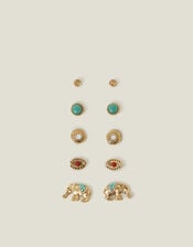 5-Pack Elephant Stud Earrings, , large