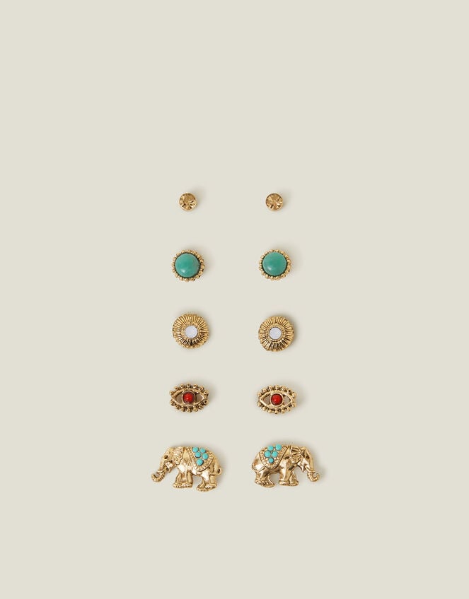 5-Pack Elephant Stud Earrings, , large