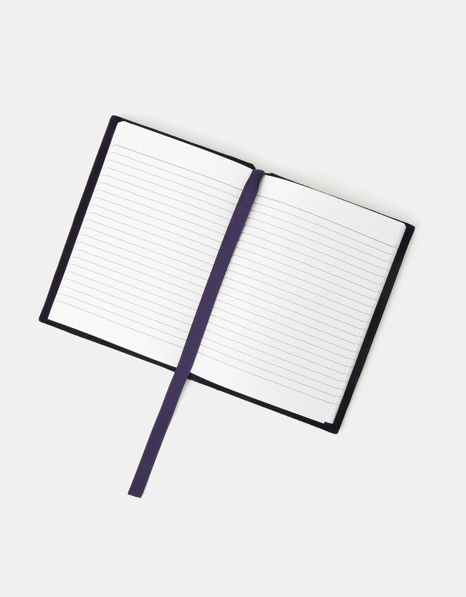 Sequin Initial Velvet Notebook, Blue (NAVY), large