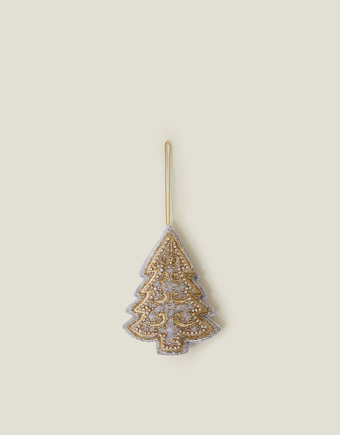 Embroidered Conifer Christmas Tree Decoration, , large