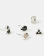 5-Pack Gemstone Stud Earrings, Black (BLACK), large