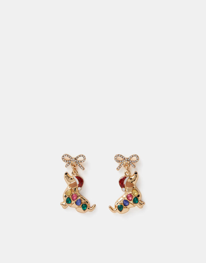 Christmas Sausage Dog Drop Earrings, , large