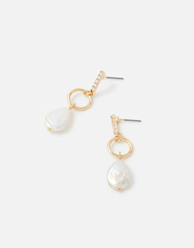 Freshwater Pearl and Pave Earrings, , large
