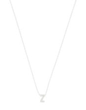 Sterling Silver Sparkle Initial Necklace - Z, , large