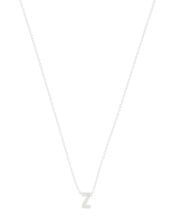 Sterling Silver Sparkle Initial Necklace - Z, , large