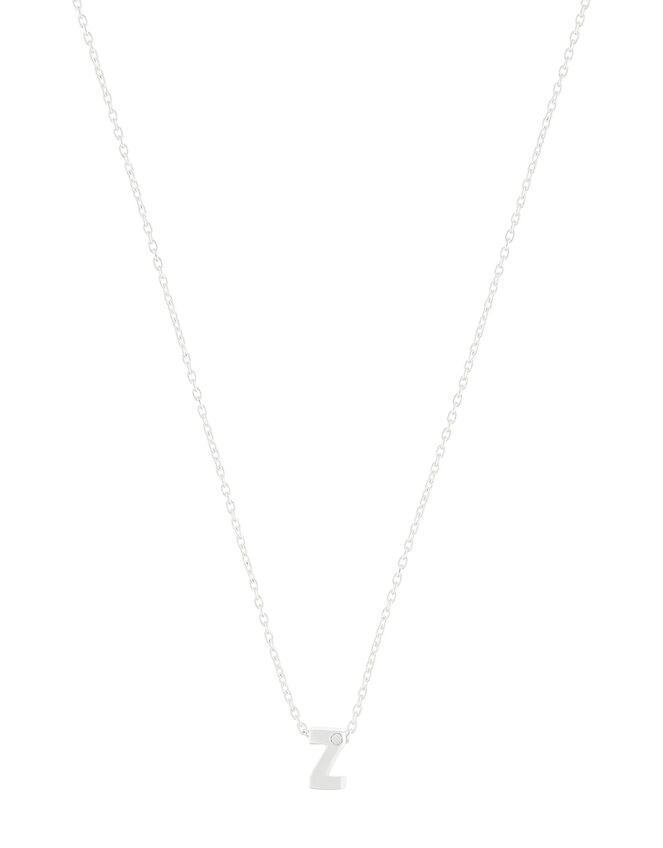 Sterling Silver Sparkle Initial Necklace - Z, , large