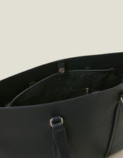 Faux Leather Tote Bag, Blue (NAVY), large