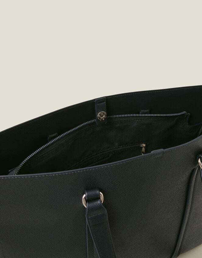 Faux Leather Tote Bag, Blue (NAVY), large