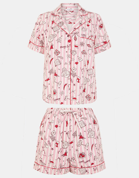 Christmas Cocktail Short Pyjama Set, Pink (PINK), large