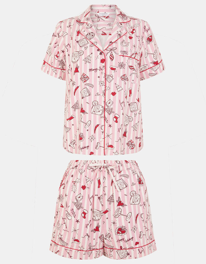 Christmas Cocktail Short Pyjama Set, Pink (PINK), large