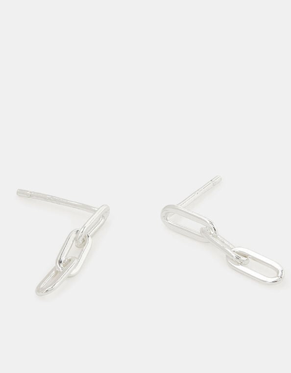 Sterling Silver Chain Drop Earrings, , large
