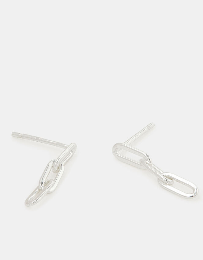 Sterling Silver Chain Drop Earrings, , large