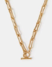 14ct Gold-Plated Molten Link T-Bar Necklace, , large