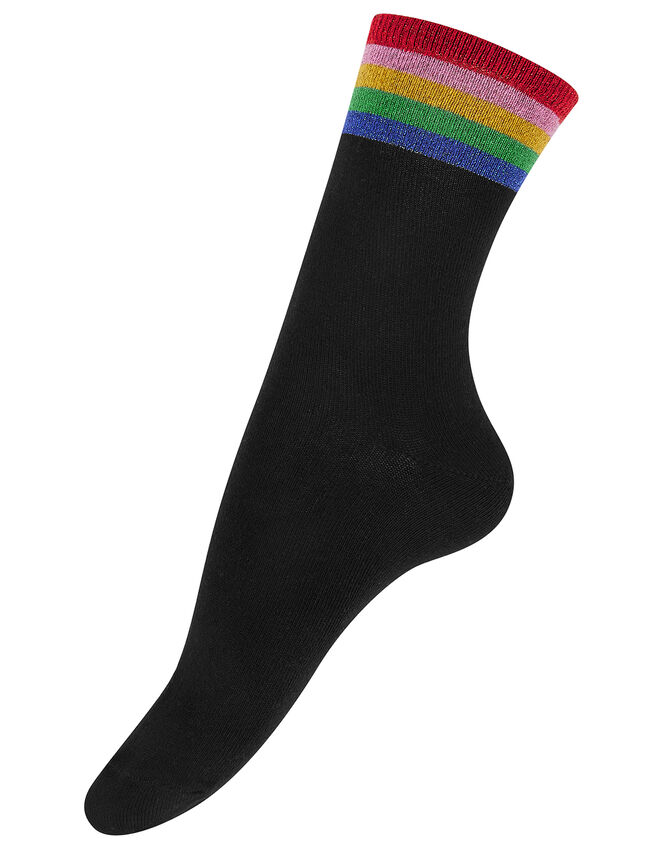 Rainbow Cuff Sparkle Ankle Socks, Multi (BRIGHTS-MULTI), large