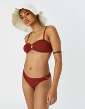 Texture Ring Bandeau Bikini Top, Orange (RUST), large