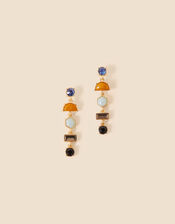Eclectic Mixed Stone Long Drop Earrings, , large