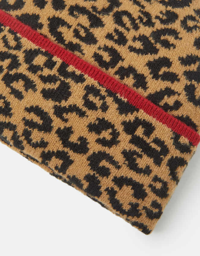 Leopard Print Beanie, , large