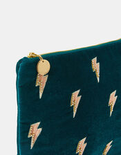 Lightning Bolt Embroidered Makeup Bag, , large
