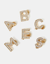 Sparkle Initial Brooch, White (CRYSTAL), large