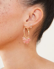 Raw Cut Stone Statement Hoop Earrings, , large