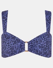 Floral Buckle Bikini Top, Blue (BLUE), large