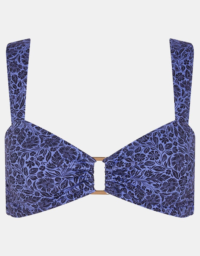 Floral Buckle Bikini Top, Blue (BLUE), large