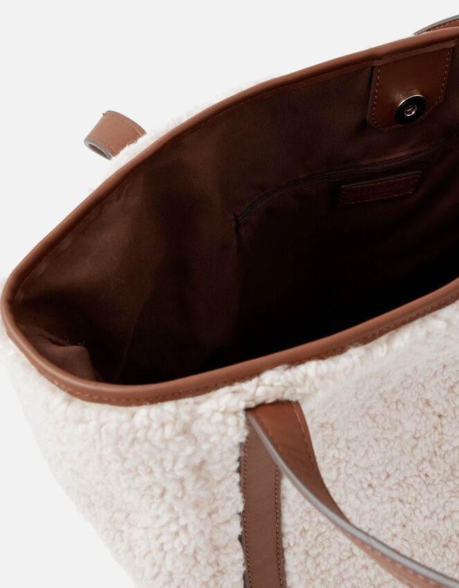 Faux Shearling Slouch Bag, , large