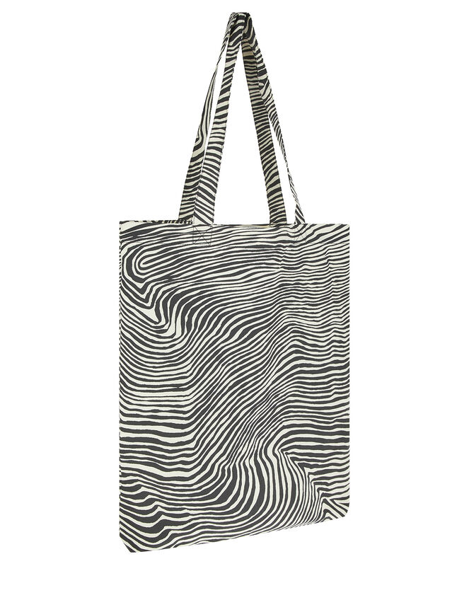 Zebra Shopper Bag, Black (BLACK/WHITE), large