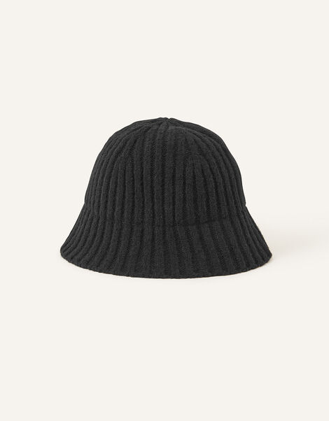 Knit Bucket Hat, Black (BLACK), large